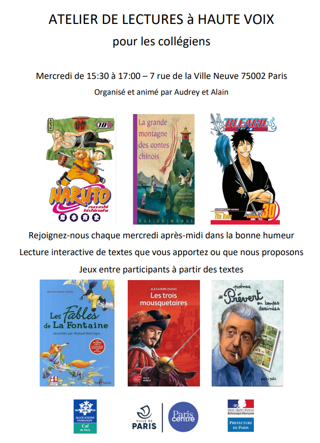 Atelier de lecture à partir d'octobre 2022